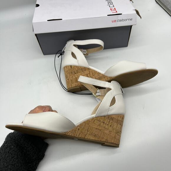 Liz Claiborne Womens Octavia Wedge Sandals White Size 11M - Picture 9 of 15